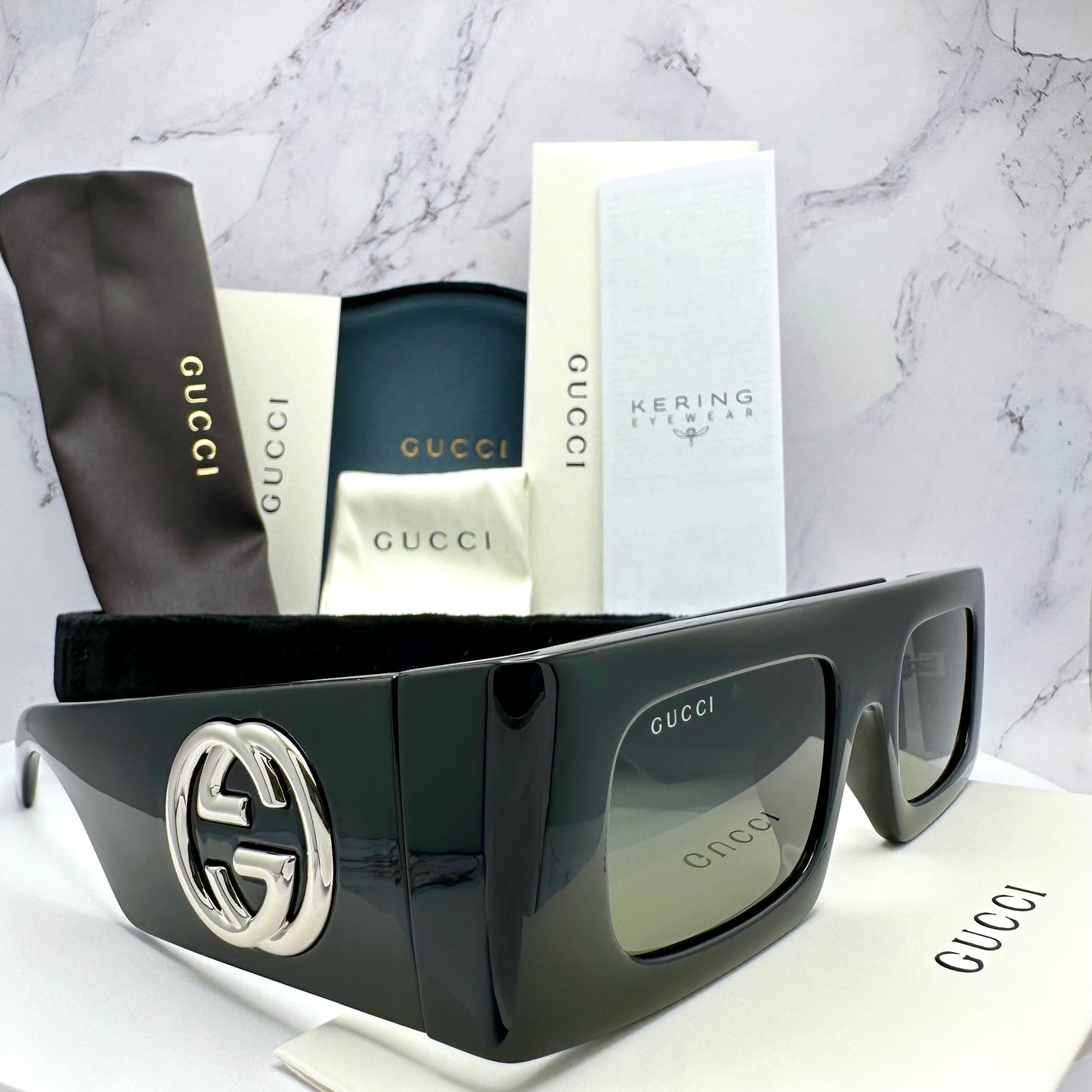 Gucci Sunglasses GG1646S Black Square Silver GG Logo