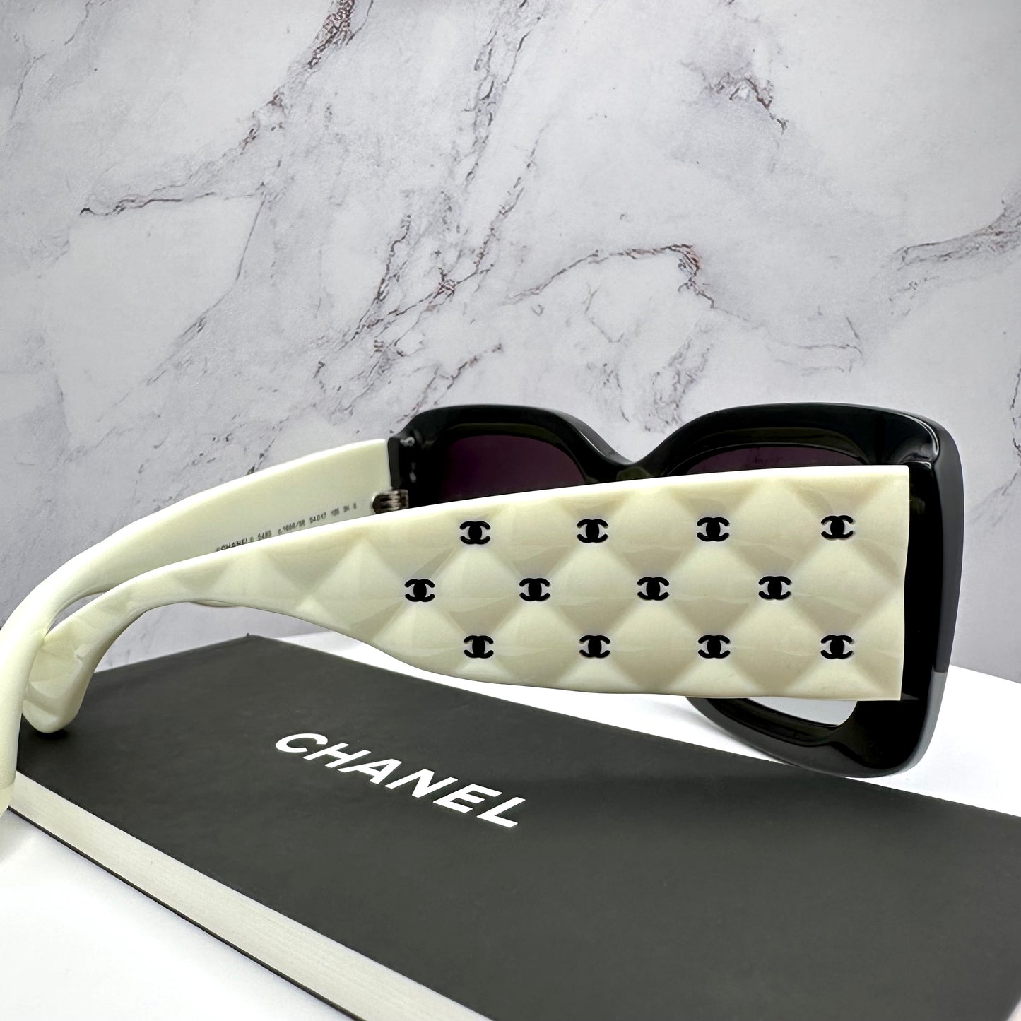 CHANEL Rectangle Sunglasses 5483 Black & White