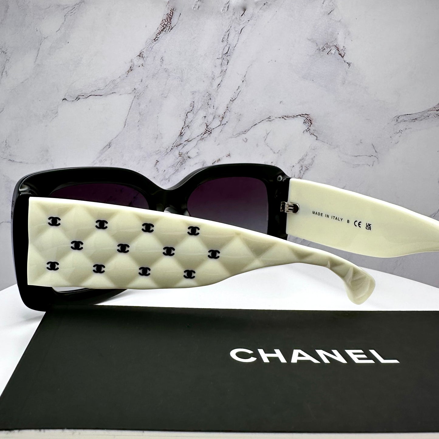 CHANEL Rectangle Sunglasses 5483 Black & White