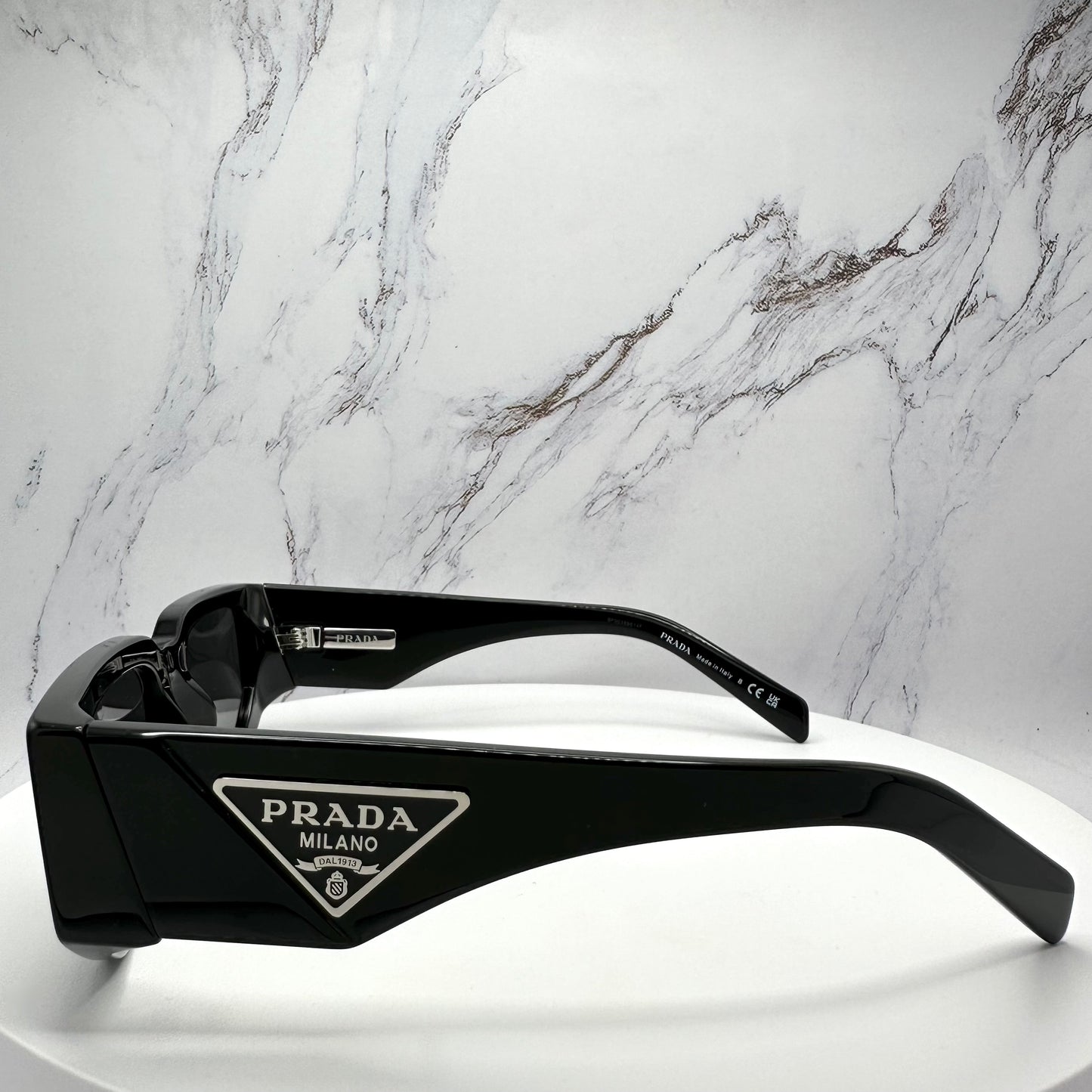 PRADA Sunglasses Black Triangle Logo PR09ZS 