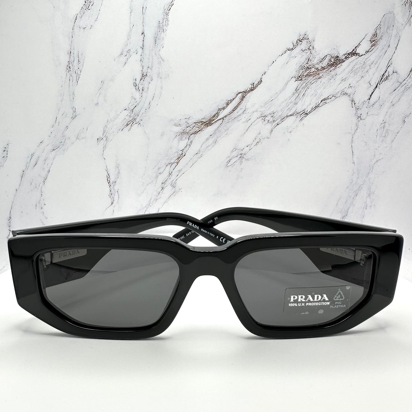 PRADA Sunglasses Black Triangle Logo PR09ZS 