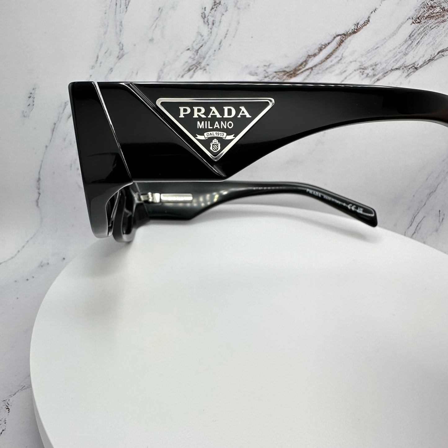 PRADA Sunglasses Black Triangle Logo PR09ZS 