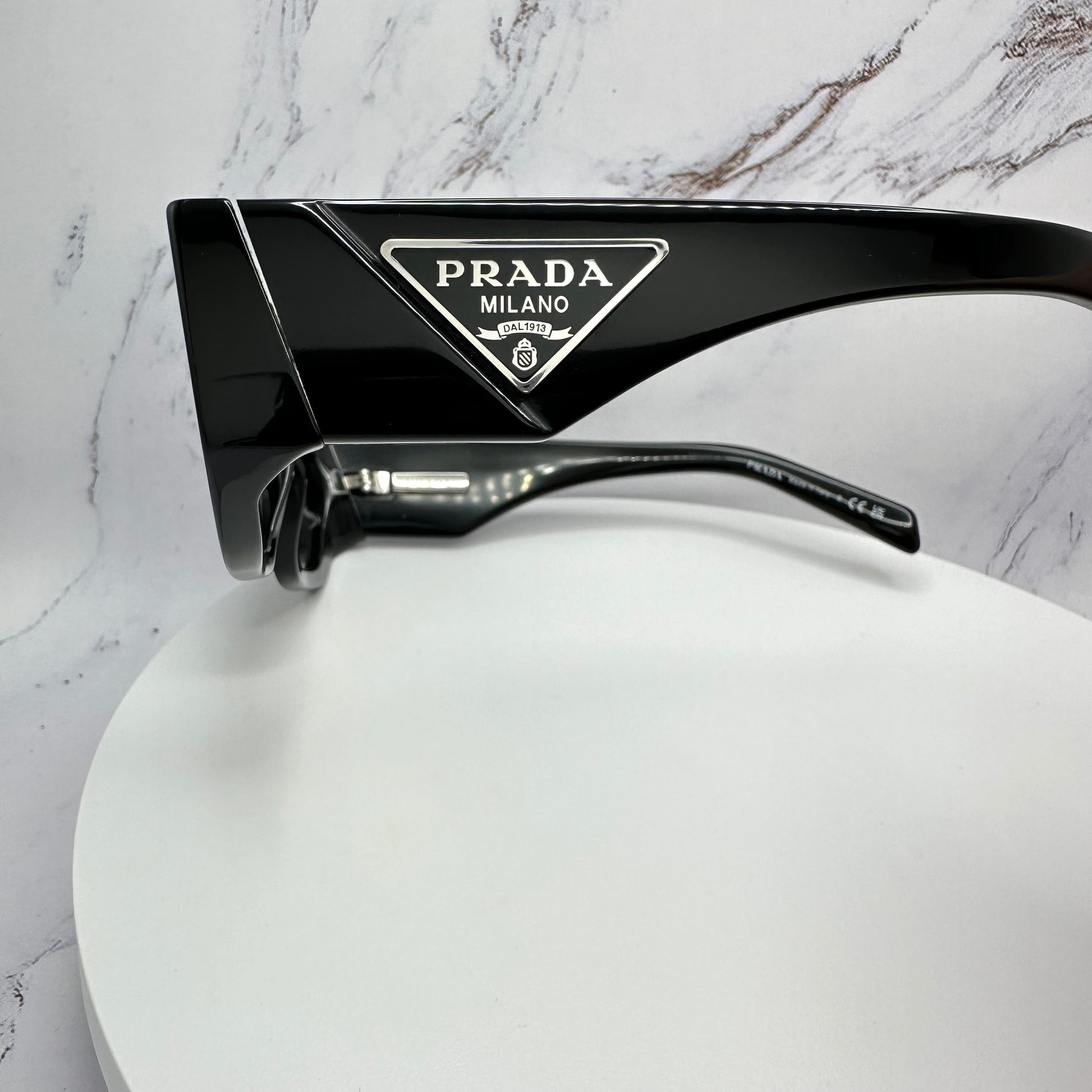 PRADA Sunglasses Black Triangle Logo PR09ZS 