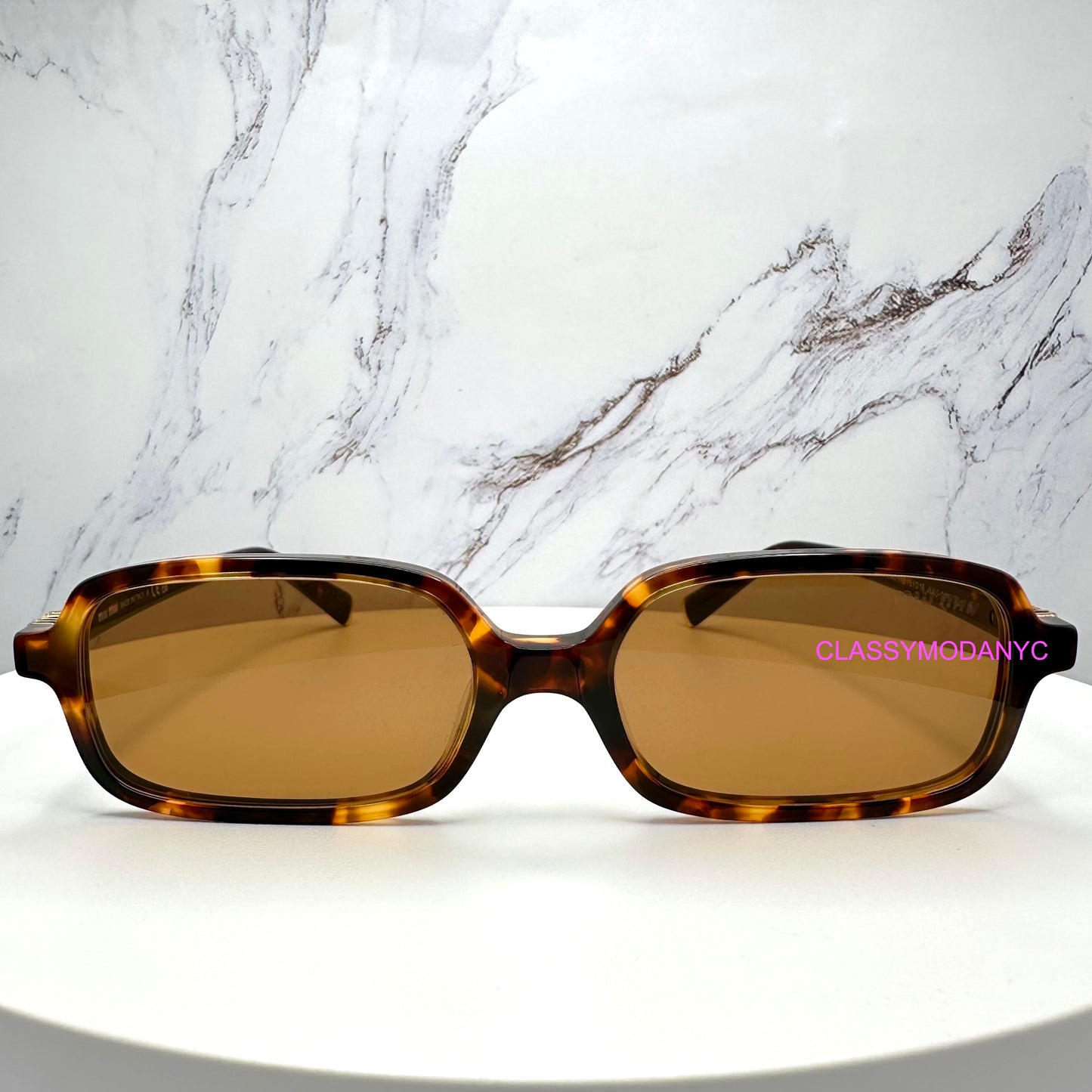 MIU MIU Sunglasses Brown Gold Slim Square Rectangle  MU11ZS VAU2Z1