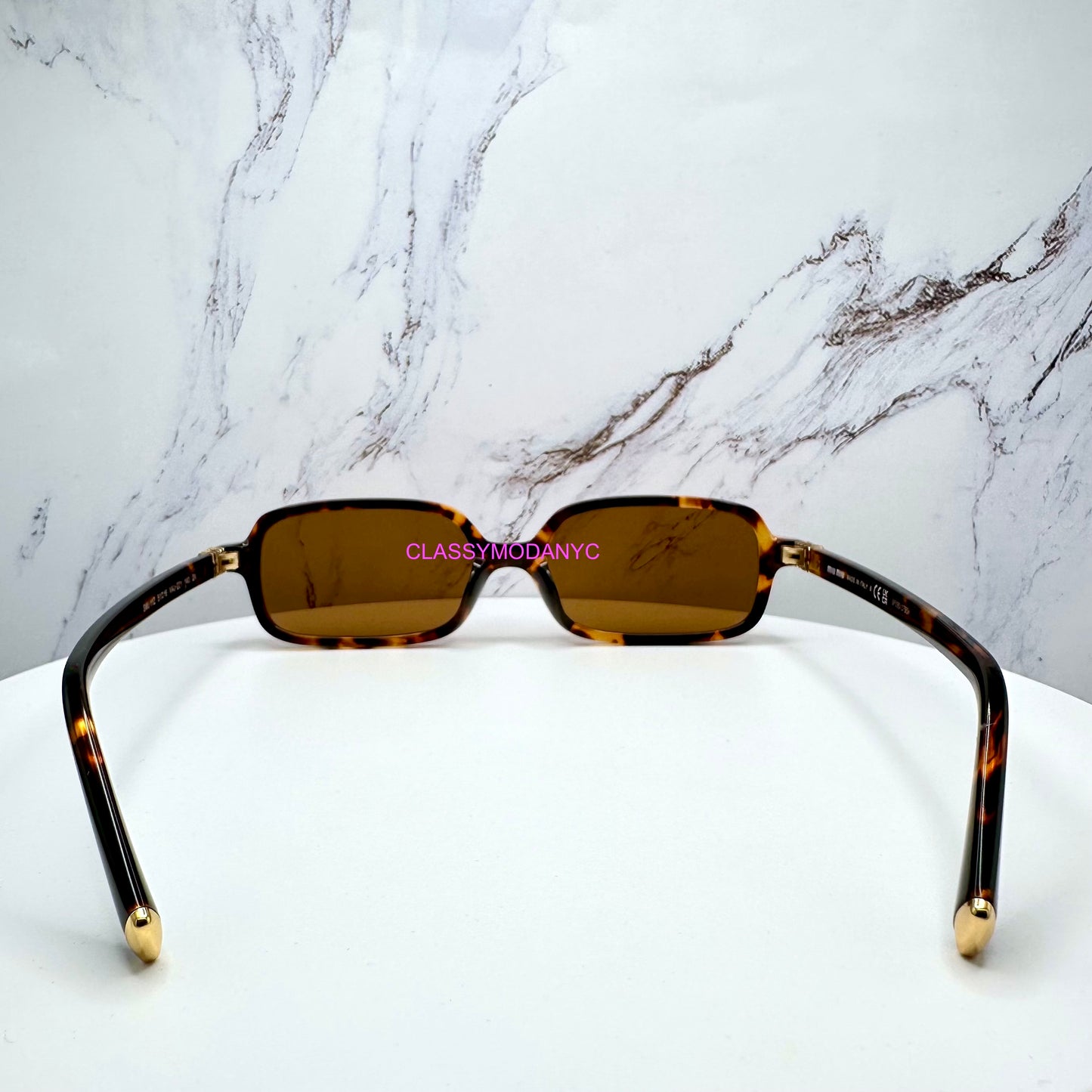 MIU MIU Sunglasses Brown Gold Slim Square Rectangle  MU11ZS VAU2Z1