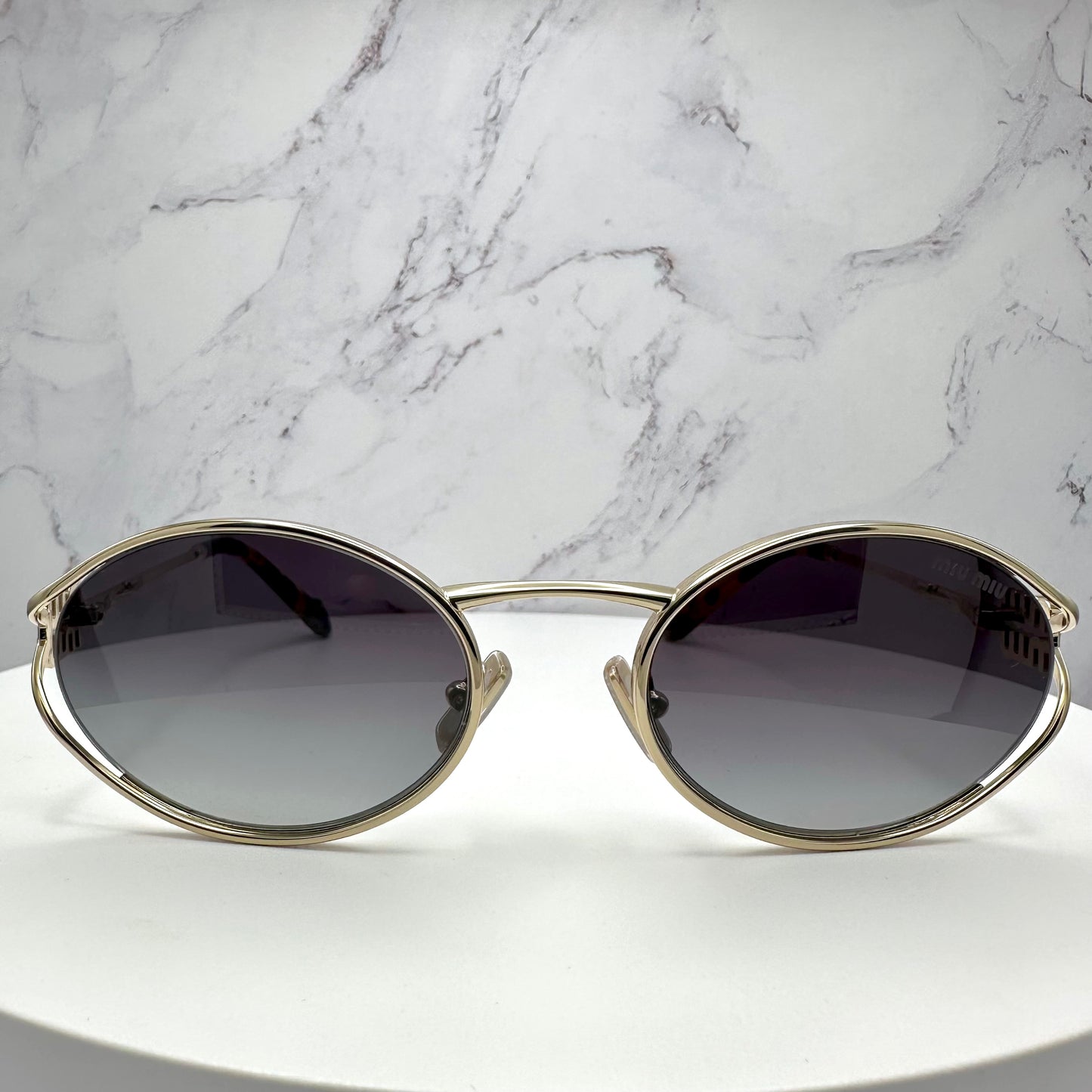 MIU MIU Sunglasses Gold Metal Slim Oval MU52YS ZVN-5D1