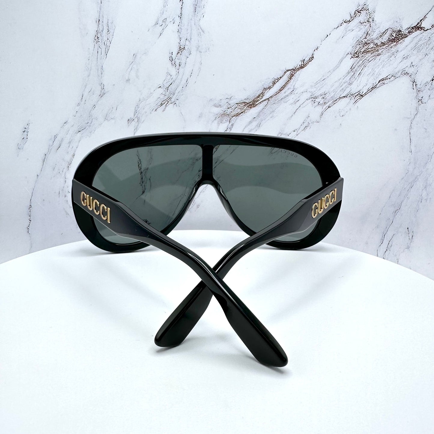 GUCCI Sunglasses Black GG1370S  001 Mask Shield Oversized Runway