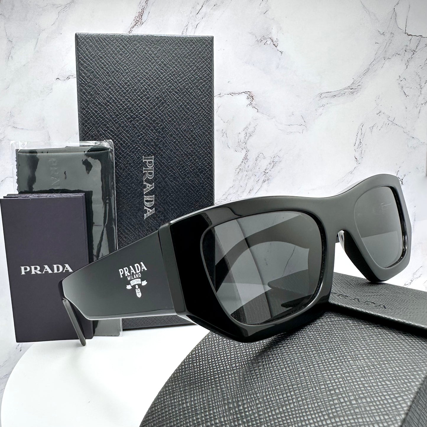 PRADA Sunglasses Black PRADA MILANO Logo PRA01S