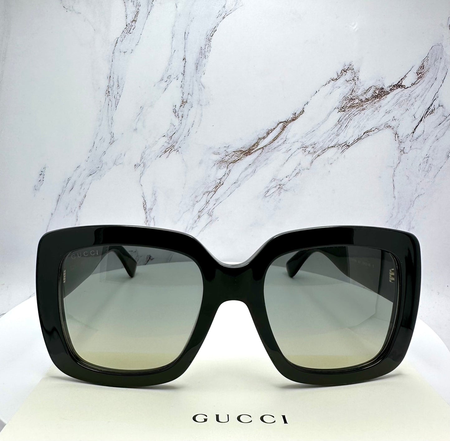 Gucci Sunglasses GG0141SN Black Square Gold GG Logo 53mm