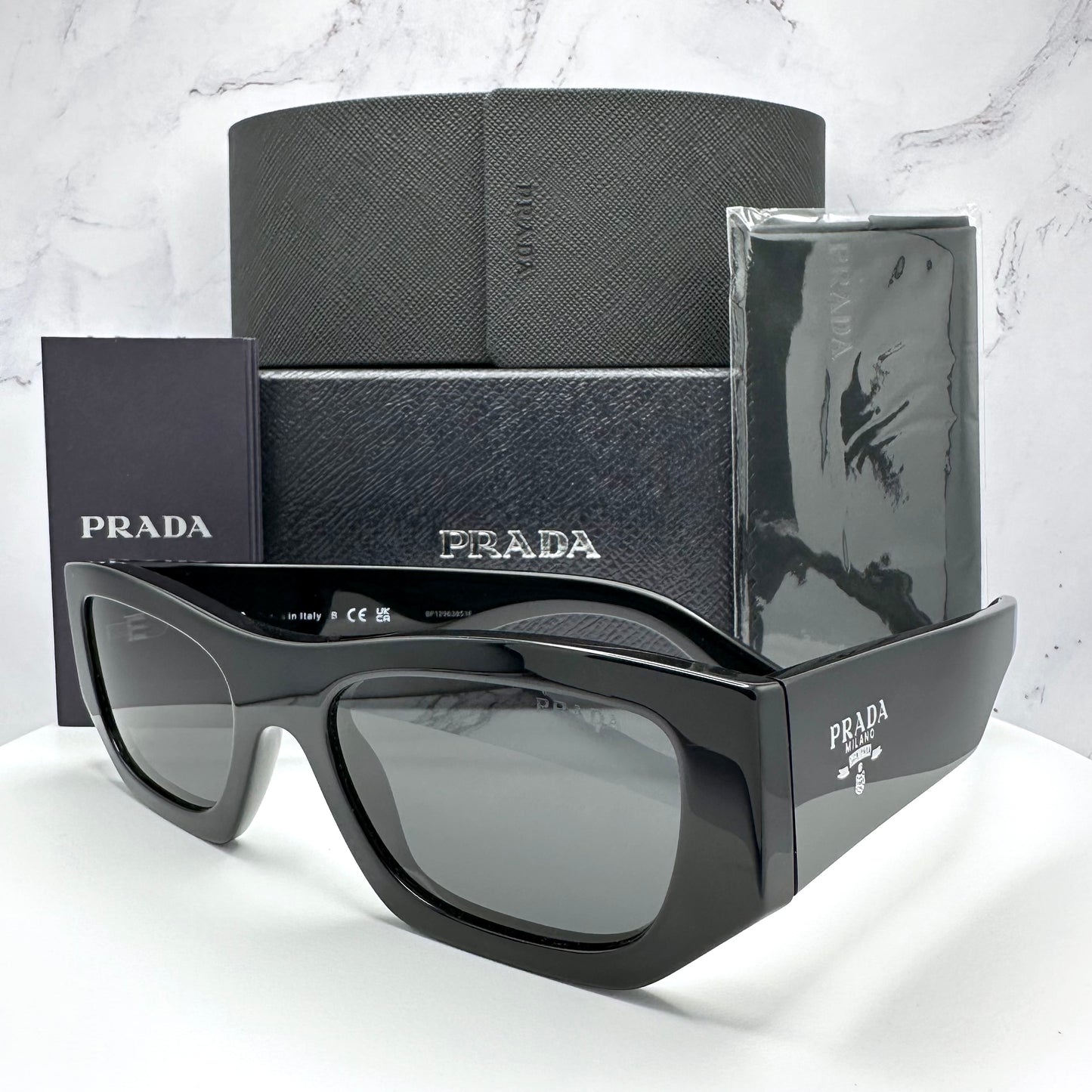 PRADA Sunglasses Black PRADA MILANO Logo PRA01S