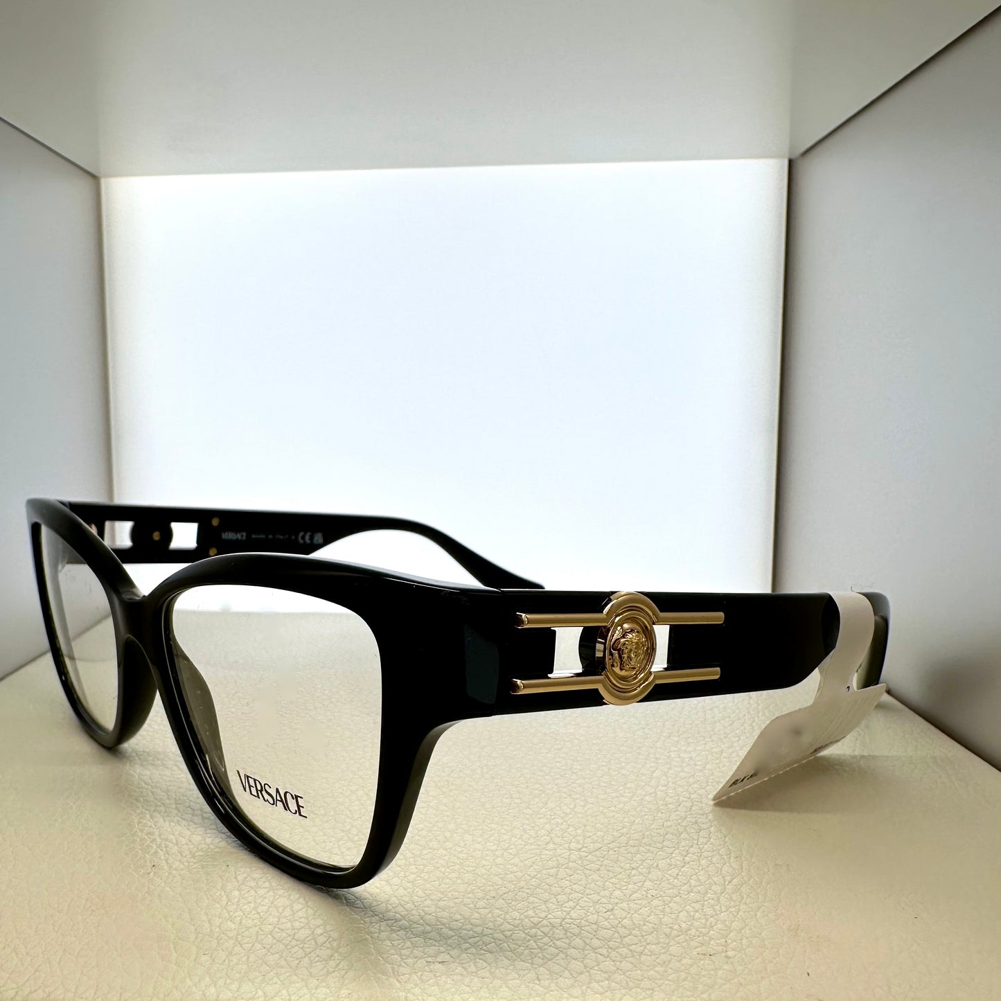 Versace Eyeglasses Black Square Cat Eye Gold VE3347 GB1