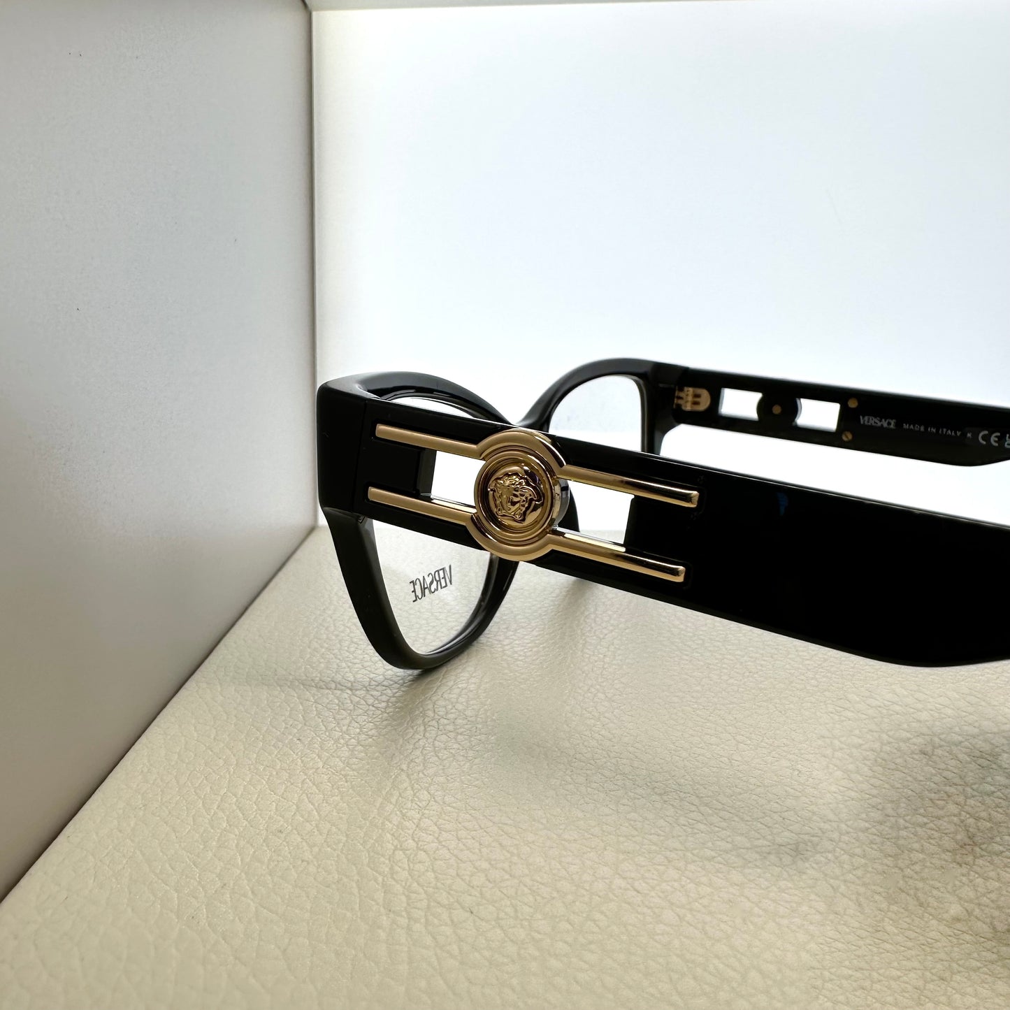 Versace Eyeglasses Black Square Cat Eye Gold VE3347 GB1