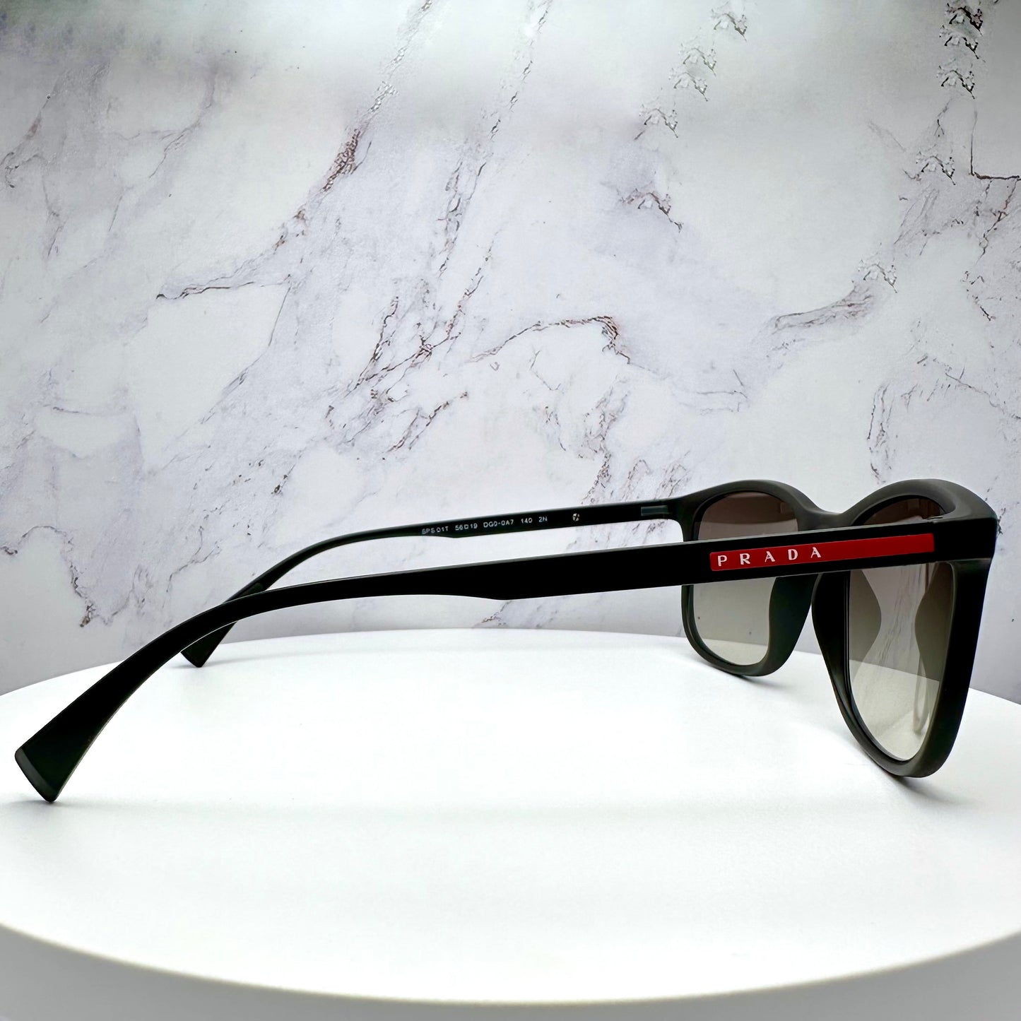 PRADA Sunglasses Black Square Italy Linea Rossa PS 01T DG0-0A7