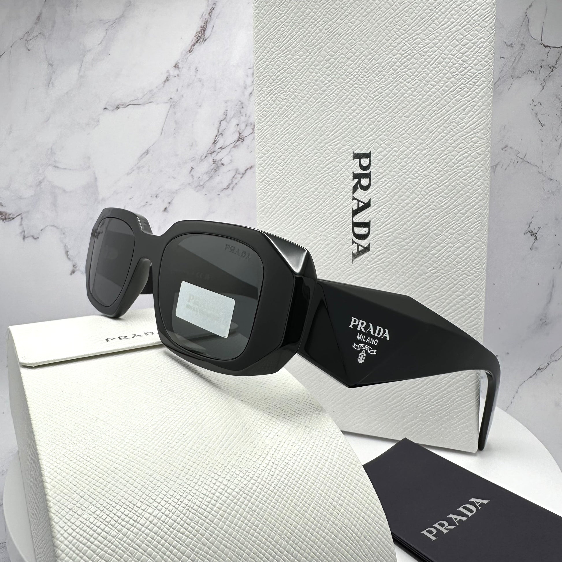 PRADA Symbole Rectangular Sunglasses PR17WS 49mm Black