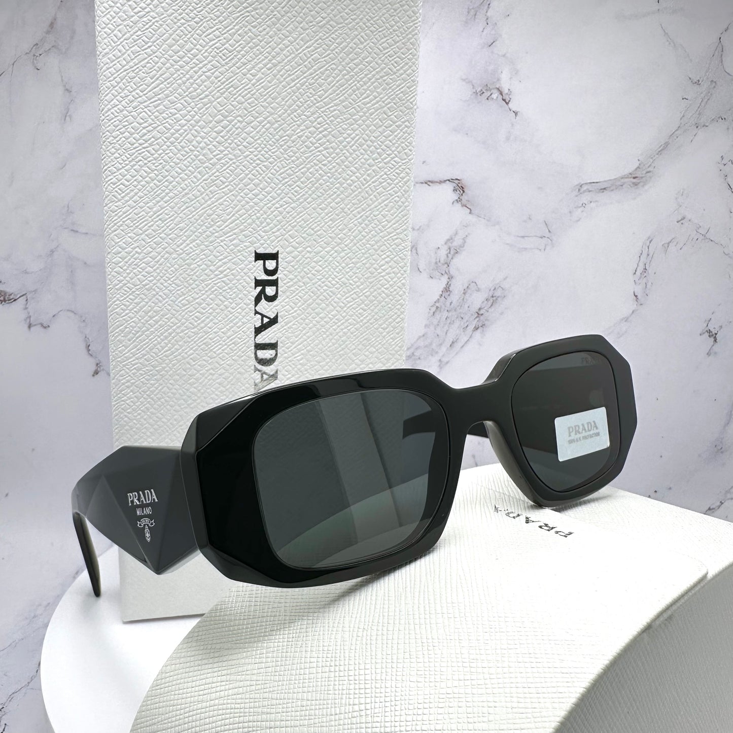 PRADA Symbole Rectangle Sunglasses PR17WS 1AB-5S0 49mm Black