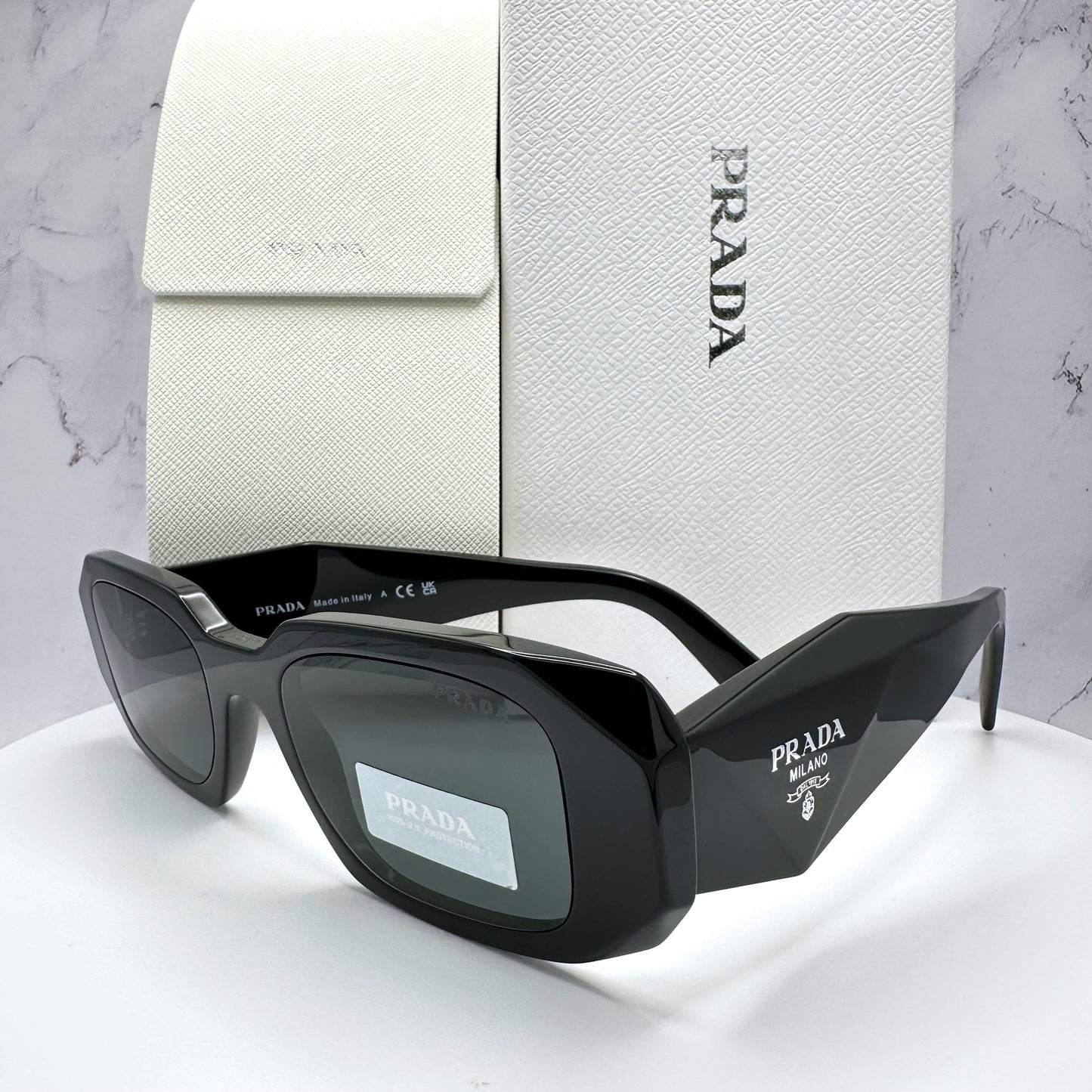 PRADA Symbole Rectangular Sunglasses PR17WS 49mm Black