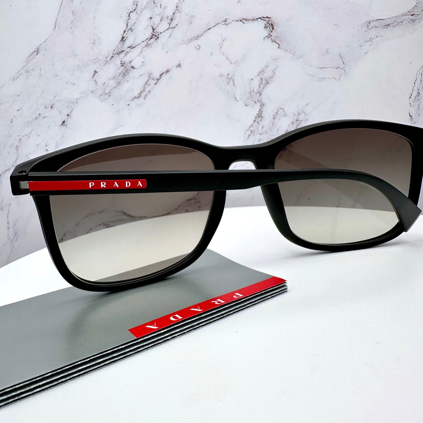 PRADA Sunglasses Black Square Italy Linea Rossa PS 01T DG0-0A7