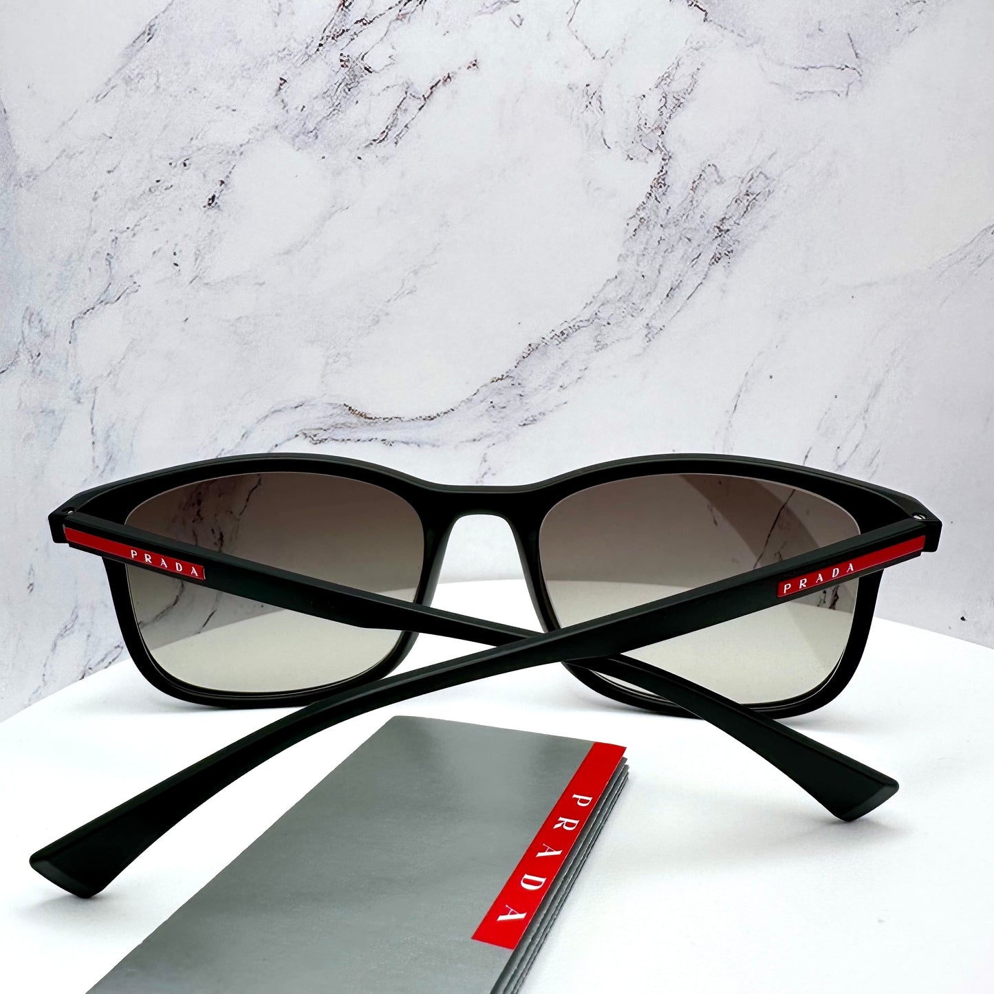 PRADA Sunglasses Black Square Italy Linea Rossa PS 01T DG0-0A7