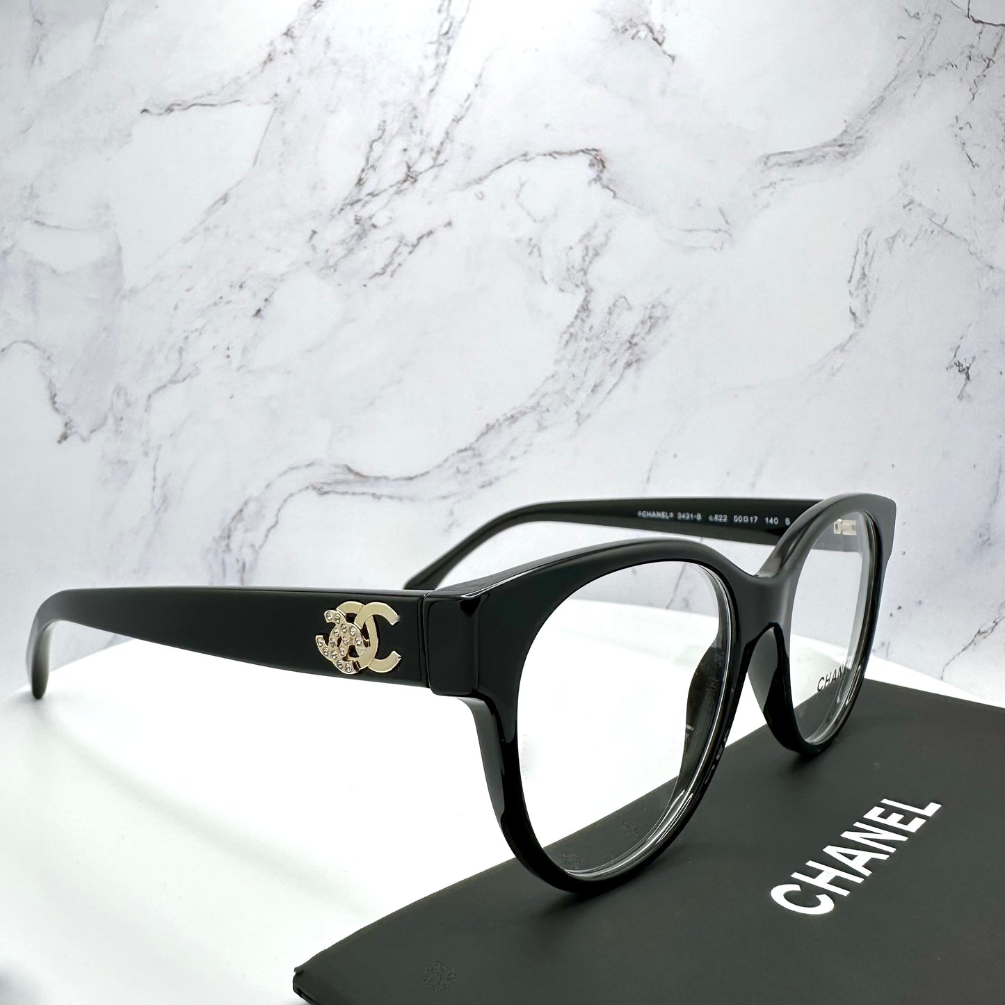 Chanel 3431B Eyeglasses Glasses Black Gold