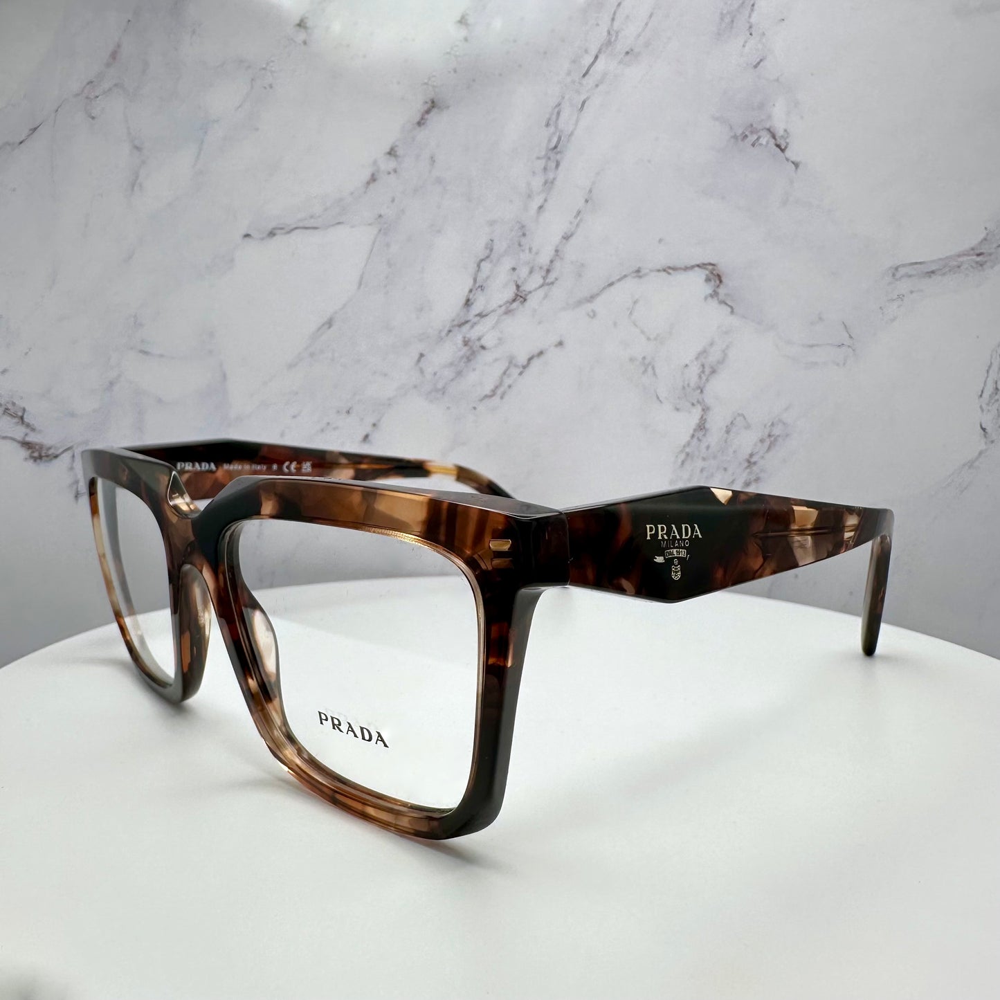 Prada Eyeglasses Brown Caramel Tortoise Shell Eyewear PRA19V 1P1O1