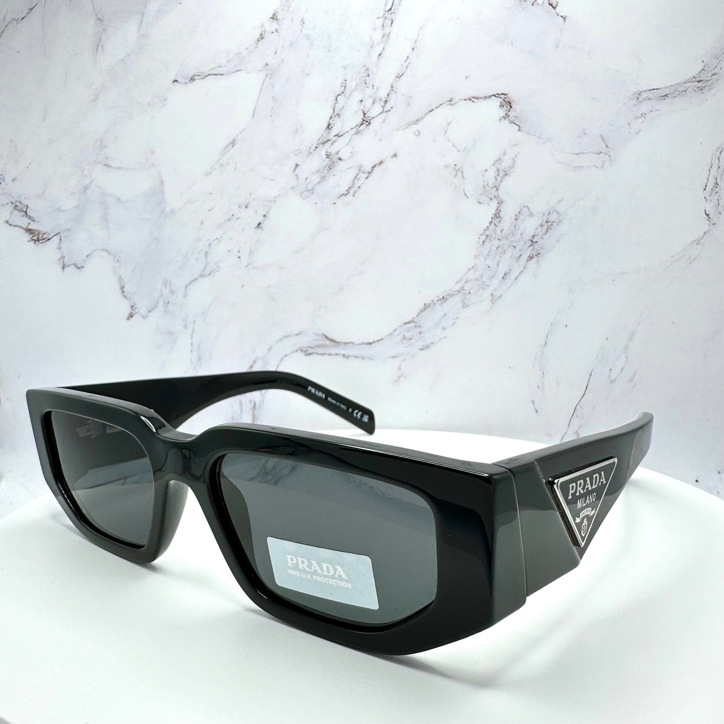 PRADA Sunglasses Black Triangle Logo PR09ZS 