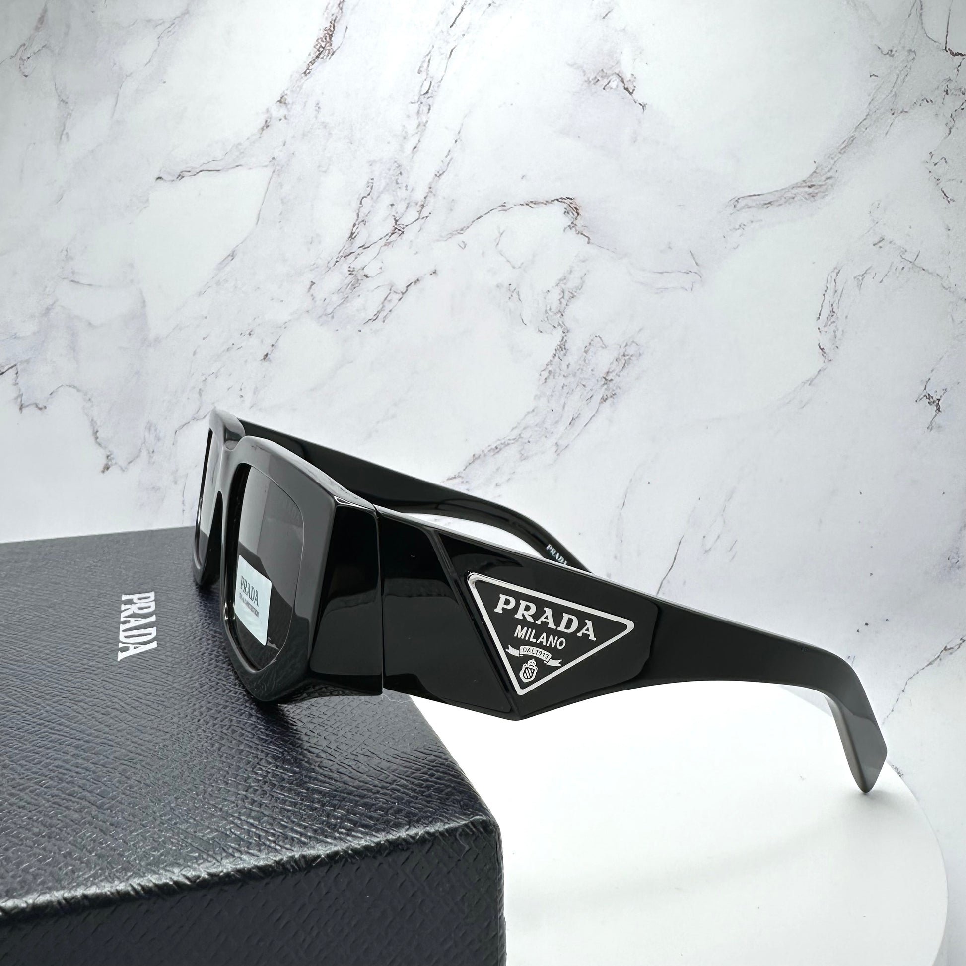 PRADA Sunglasses Black Triangle Logo PR09ZS 