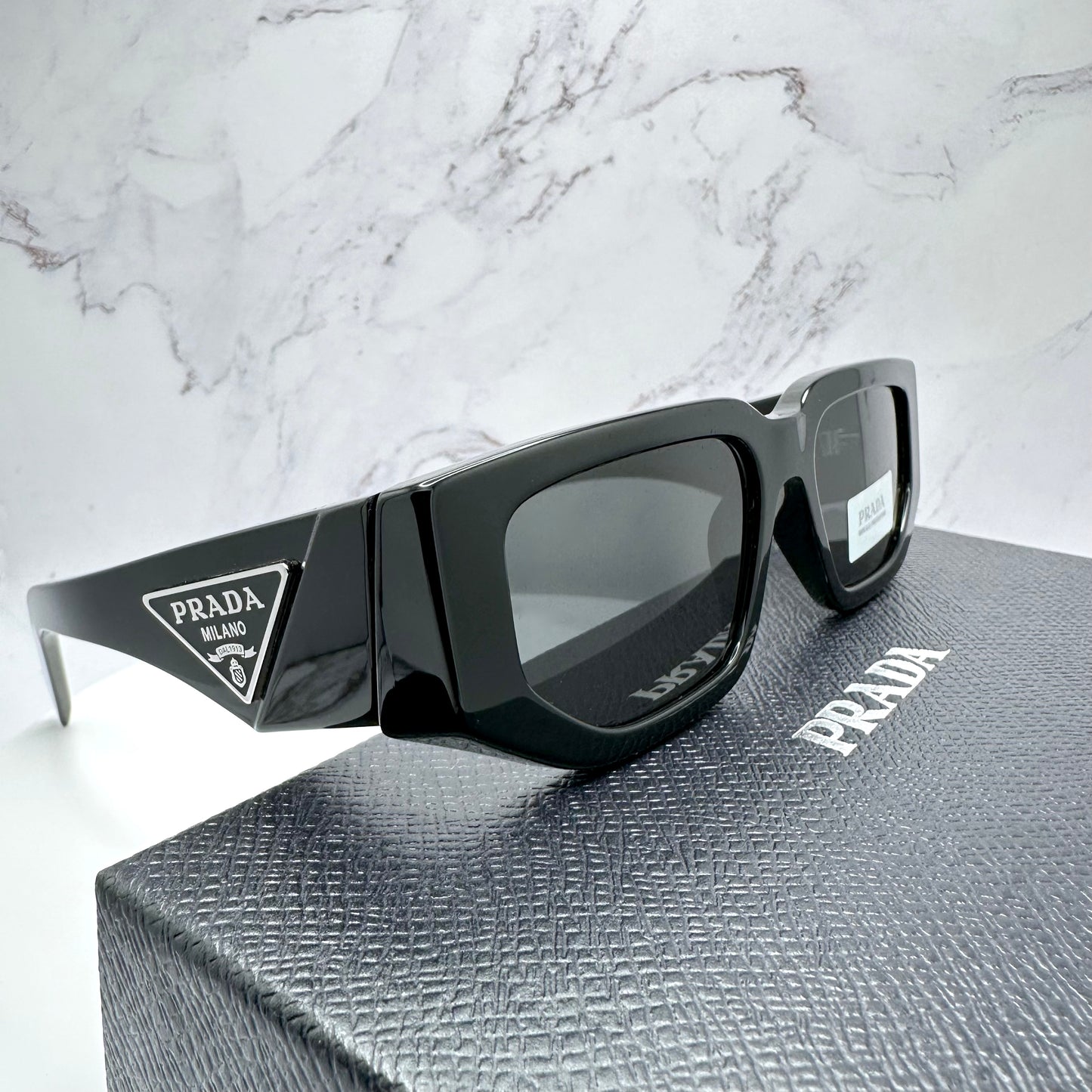 PRADA Sunglasses Black Triangle Logo PR09ZS