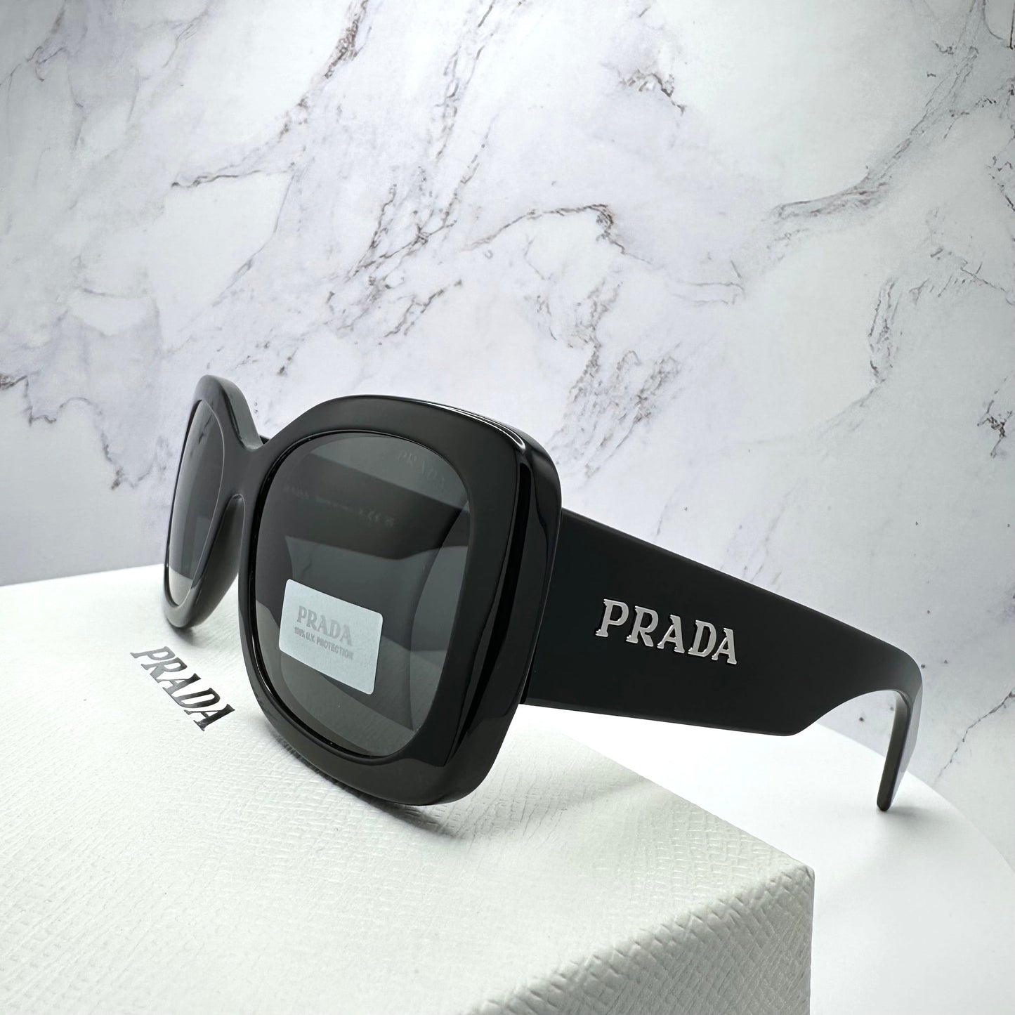 PRADA Sunglasses Black Silver Logo SPRA08