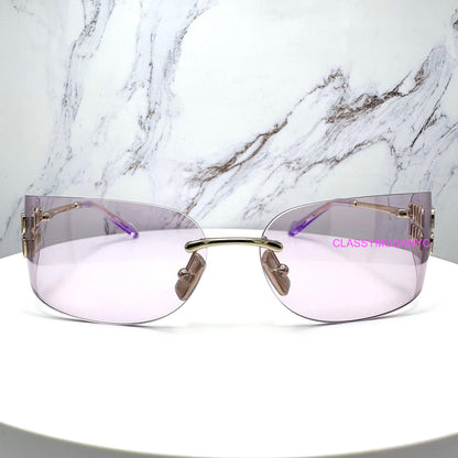 MIU MIU MU A51S ZVN90O gold pink wrap rimless women's sunglasses front frame