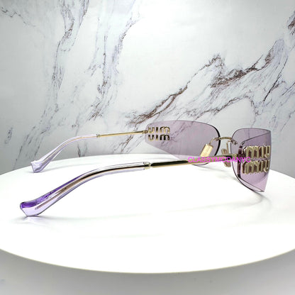 MIU MIU MUA51S ZVN90O pink rimless wrap adjustable nose pads women's sunglasses.