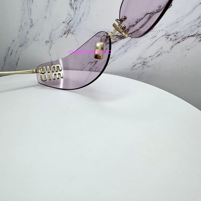 MIU MIU MUA51S ZVN90O pink rimless wrap adjustable nose pads women's sunglasses.