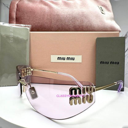 MIU MIU MUA51S ZVN90O runway pink wrap sunglasses for women with box and case.