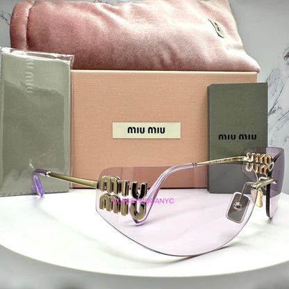 MIU MIU 0MUA51S ZVN90O pink wrap women's sunglasses with box and case.