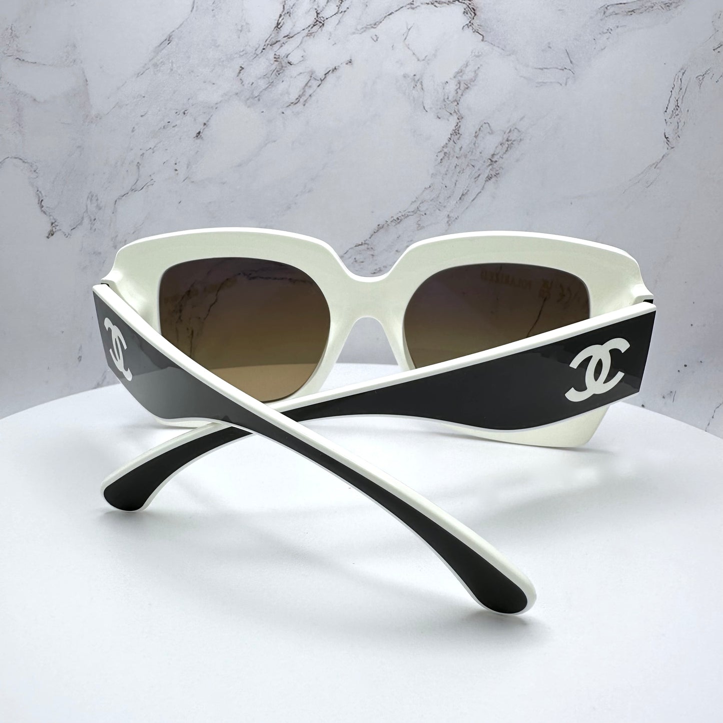 Chanel Sunglasses Black White CC Logo 52mm Polarized