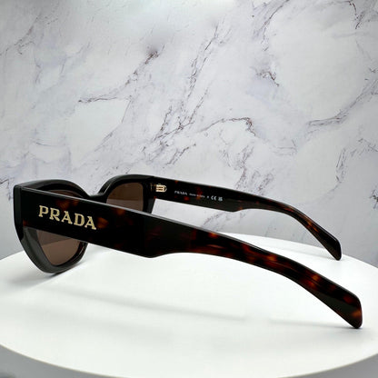 PRADA PRA09S 16N5Y1 tortoise shell sunglasses with gold logo