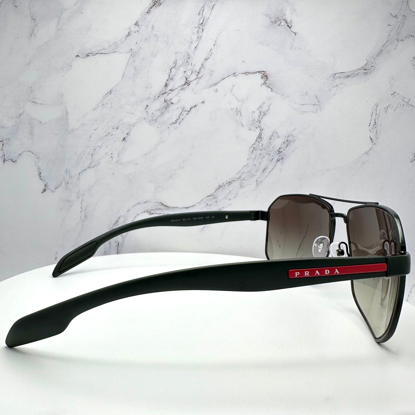 PRADA Sunglasses Matte Black Aviator PS51V Italy Linea Rossa