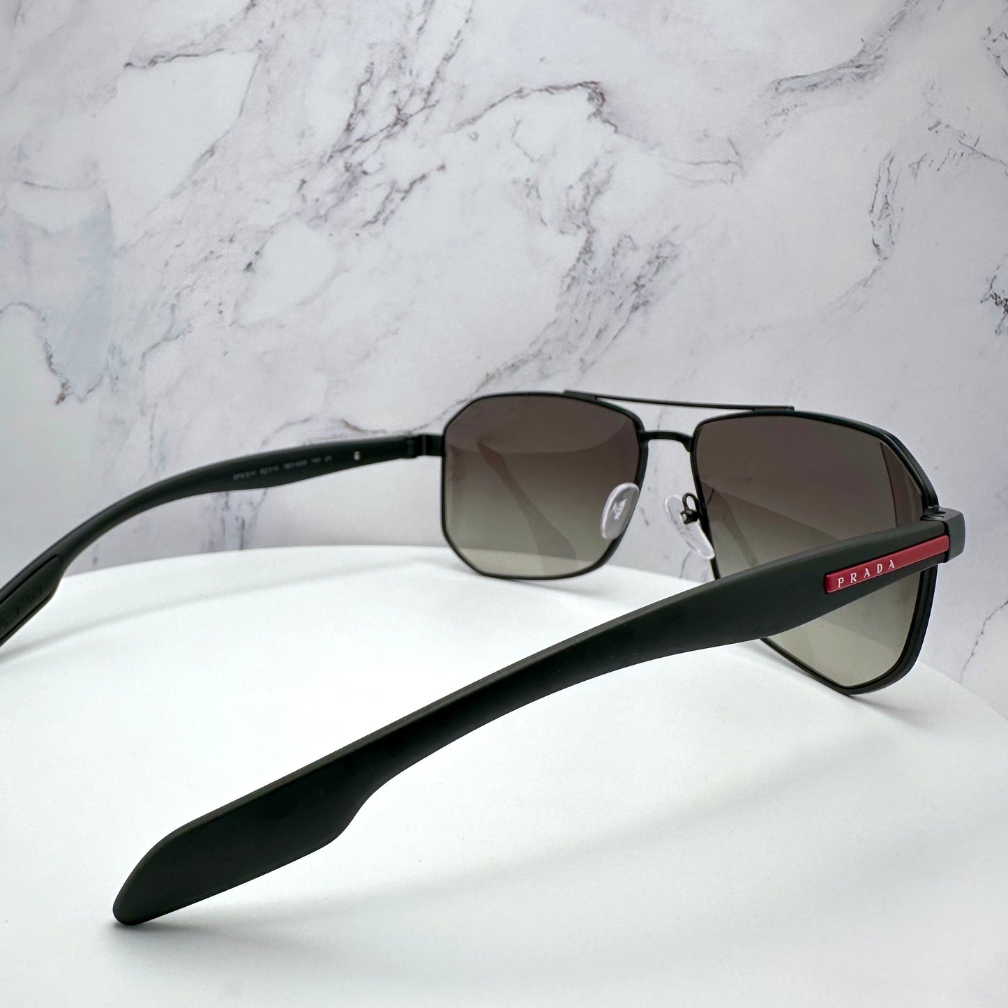 PRADA Sunglasses Matte Black Aviator PS51V Italy Linea Rossa