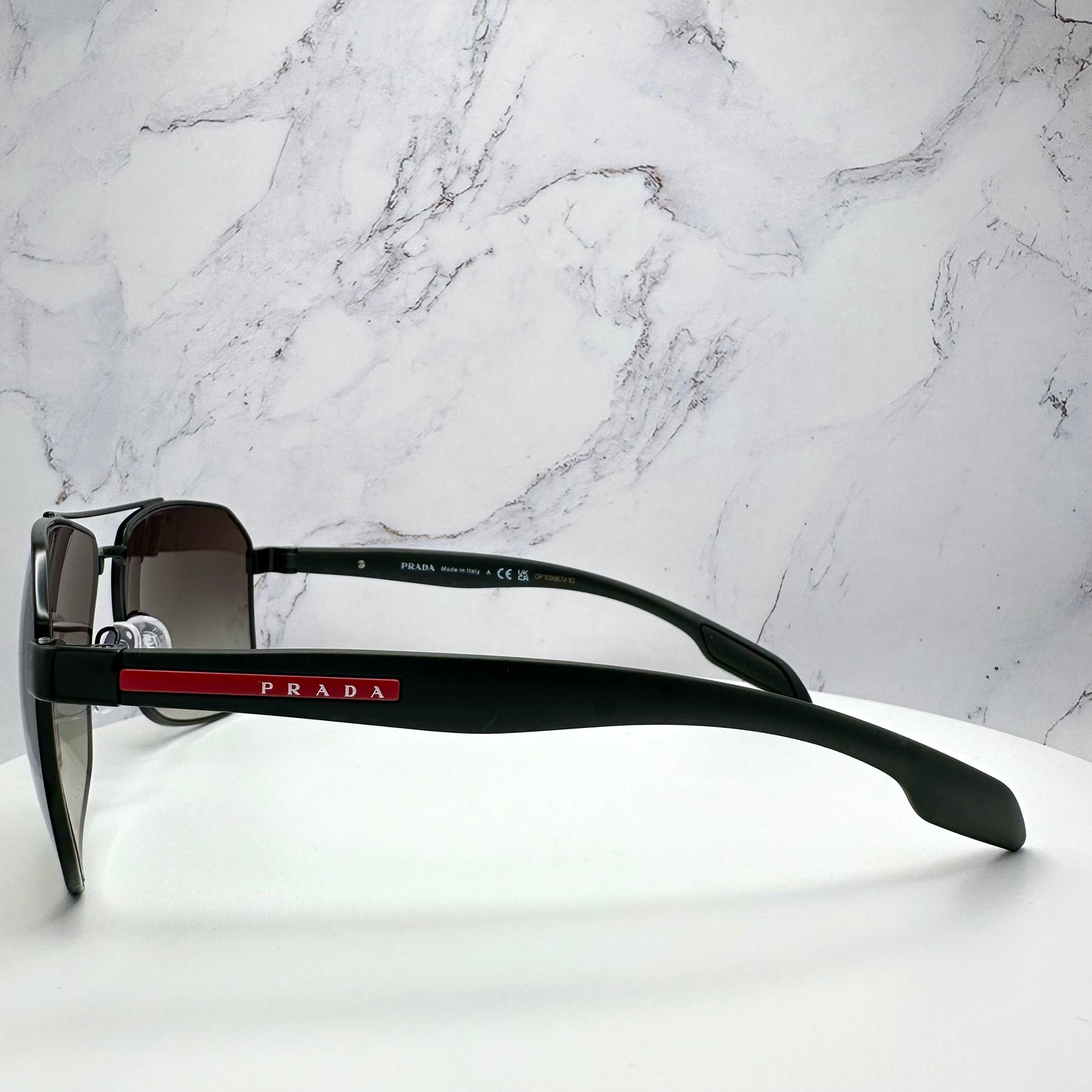 PRADA Sunglasses Matte Black Aviator PS51V Italy Linea Rossa