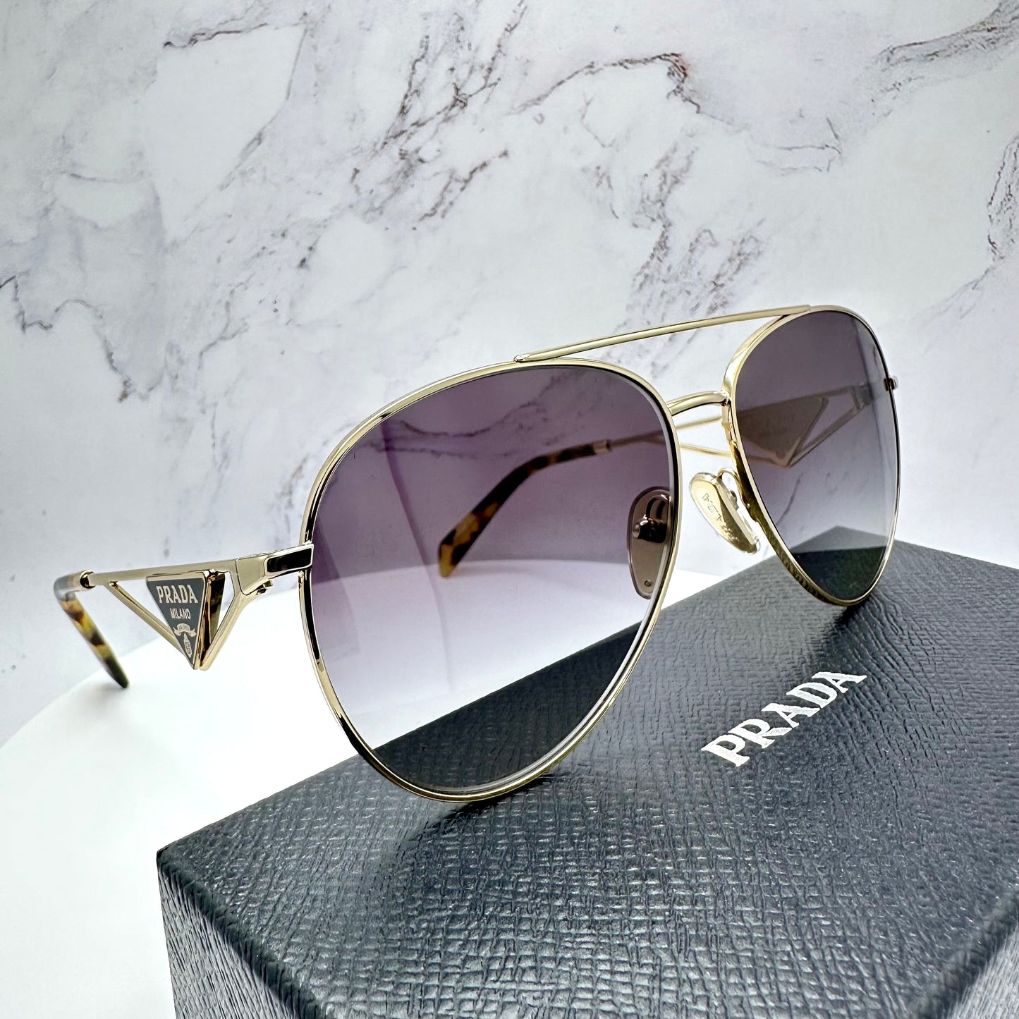 PRADA Sunglasses Triangle Logo Aviator Pilot New PR73ZS