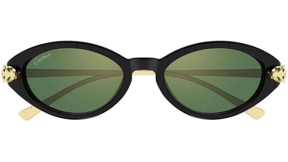 CT0634S 004 Black Cartier sunglasses with panther arms front frame
