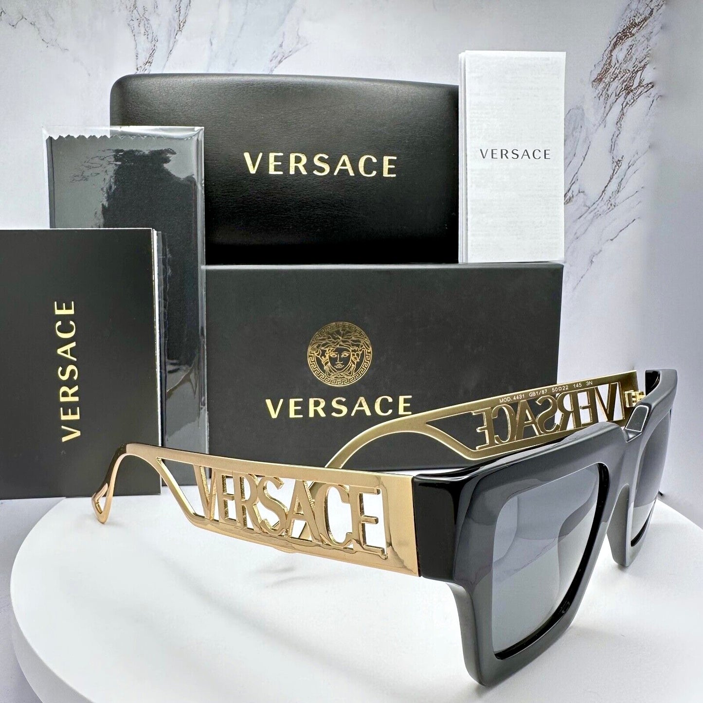 Versace Sunglasses Black Gold VE4431 GB1/87