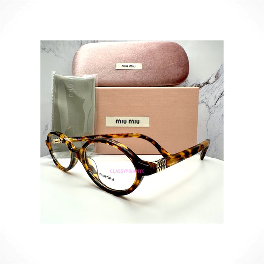 MIU MIU MU01XV VAU1O1 Brown Havana Oval Women's Eyeglasses