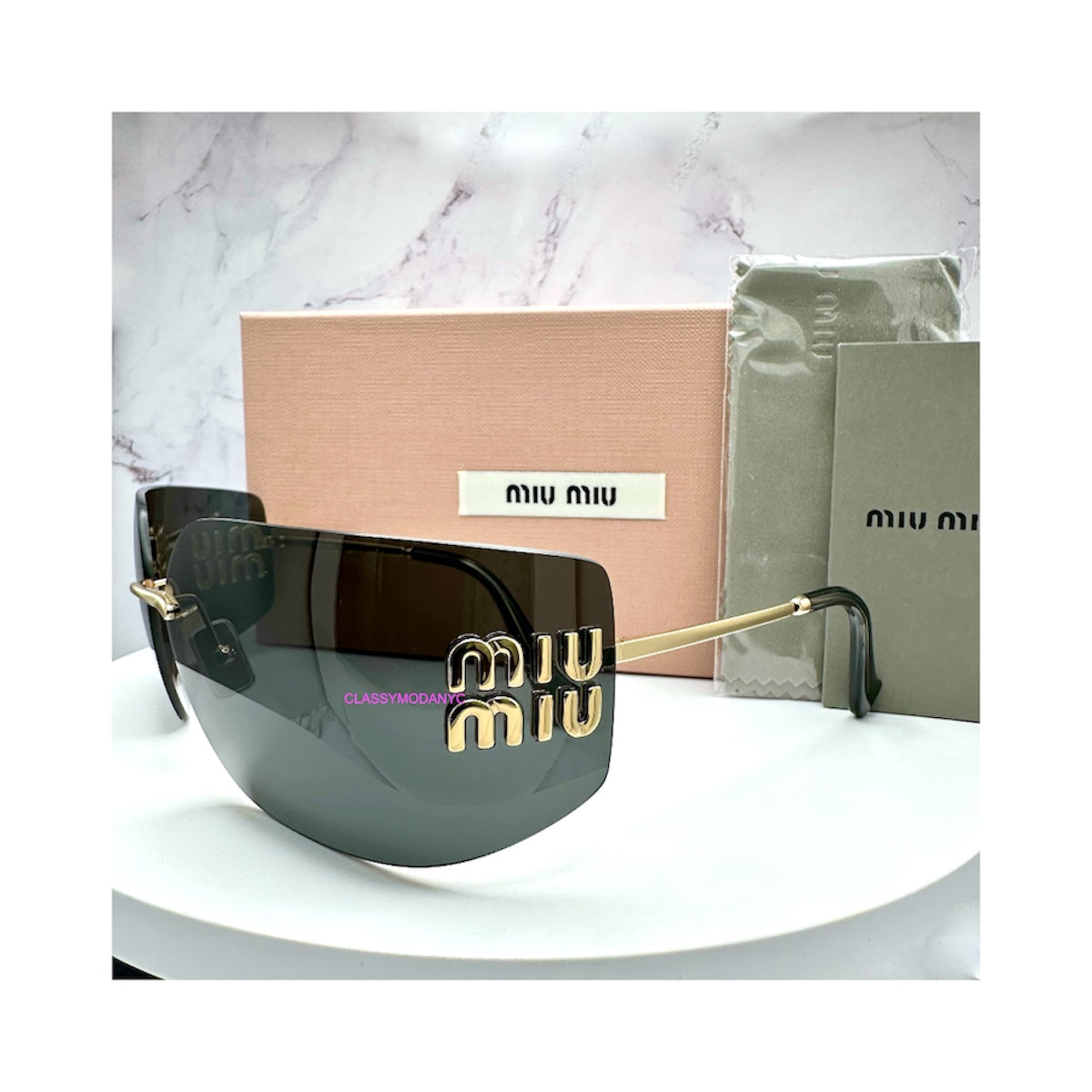 MIU MIU MU54YS 5AK5S0 oversized rimless authentic women's sunglasses 