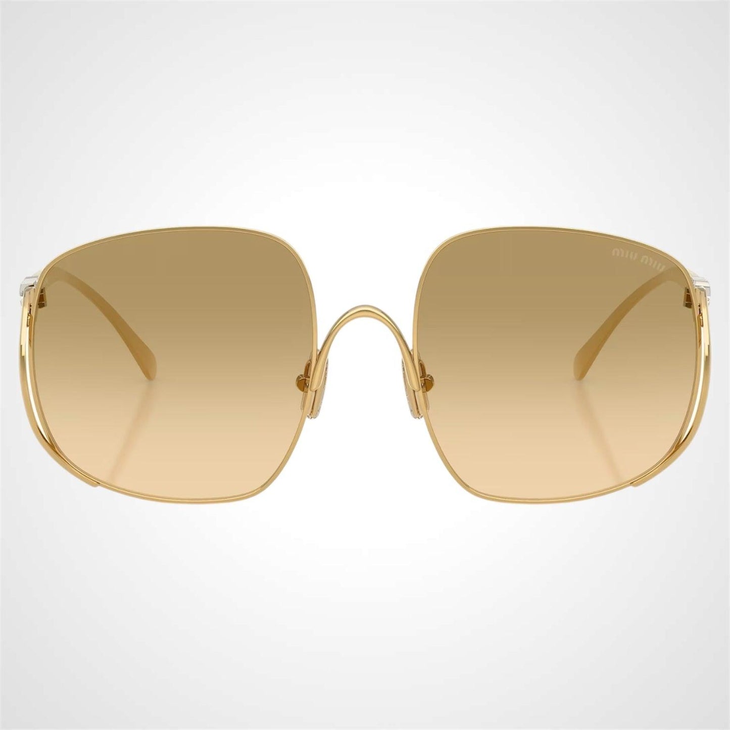 MIU MIU 0MUA57S 5AK20S gold oversized camomilla square women's sunglasses front view