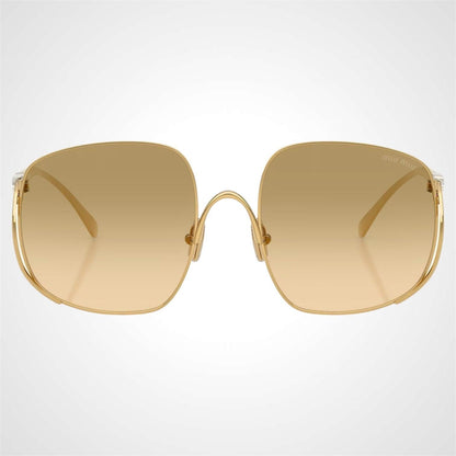 MIU MIU 0MUA57S 5AK20S gold oversized camomilla square women's sunglasses front view