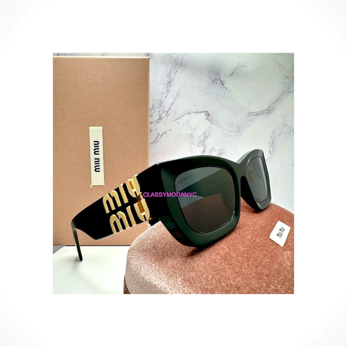 MIU MIU MU 09WS 1AB5S0 Black Glimpse rectangle Women's Sunglasses