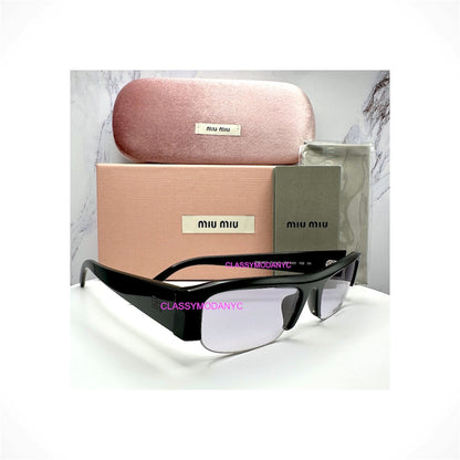 MIU MIU MU B07S 16K04O Vedette black rectangle women's sunglasses with gray gradient lenses