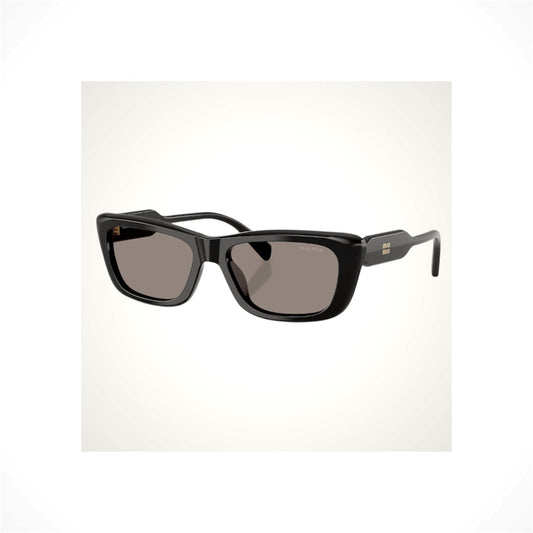 MIU MIU MU B12S 16K80Q black rectangle cat eye sunglasses with grey lenses, acetate frame for women