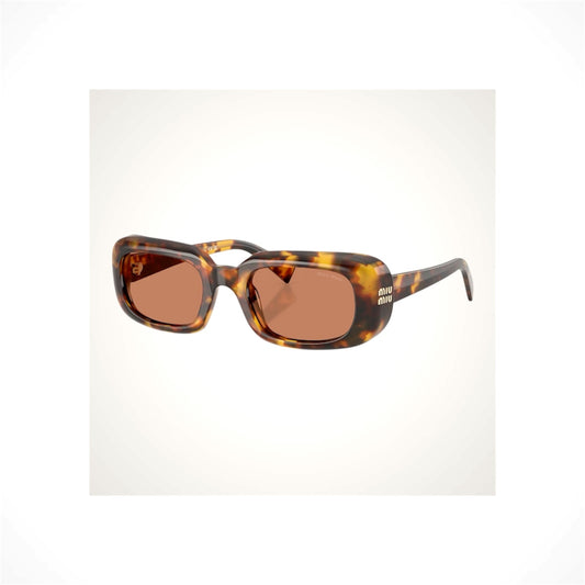 MIU MIU Rêverie MUB13S 14L90Q brown Honey Havana rectangular sunglasses with brown lenses and gold logo for women