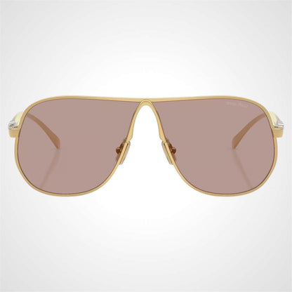 MIU MIU 0MUA56S 5AK20I front view of gold metal aviator sunglasses